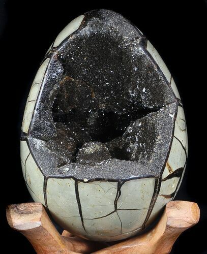 Septarian Dragon Egg Geode - Black Crystals #36088